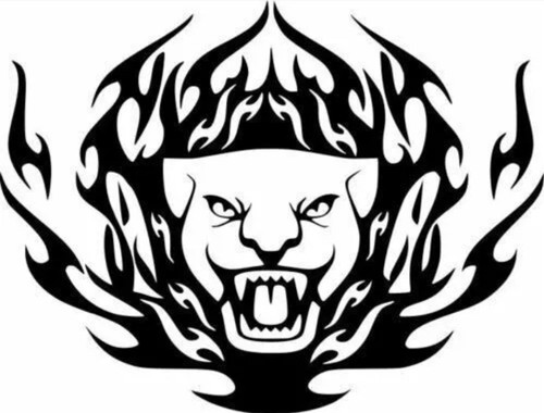 Panther kopf flammen - kopf, medium