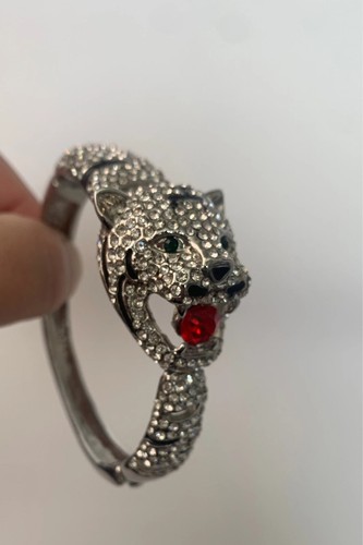 Armreif silber strass leopard - armreif,